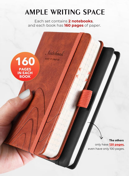 AISBUGUR Pocket Notebook, Small Notebook, 2-Pack Total 320 Pages,3.7" x 5.7" Pocket Notebook (2 Pack, Black1)