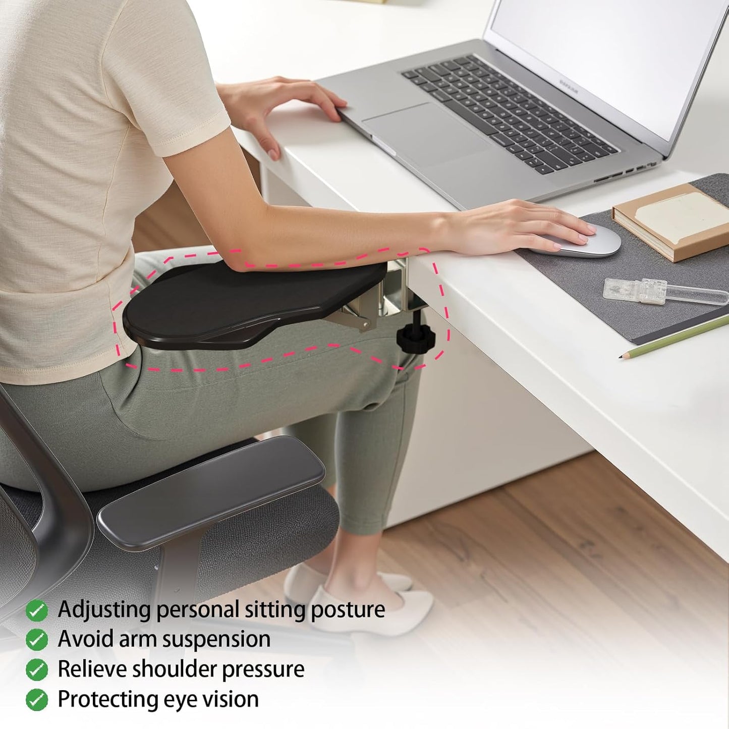 Ergonomic Arm/Elbow Rest for Desk - Foldable Rotatable Elbow Support for Computer Desk, Office & Gaming Comfort (Foldable Rotating Black)