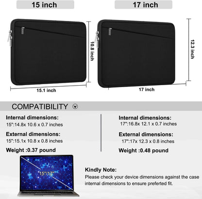 Laptop Sleeve 15.6 inch, Durable Computer Carrying Bag Protective Case Briefcase Handbag with Front Pocket, Slim Laptop Cover for 15-16 Inch HP, Dell, Lenovo, Asus, Notebook, Black