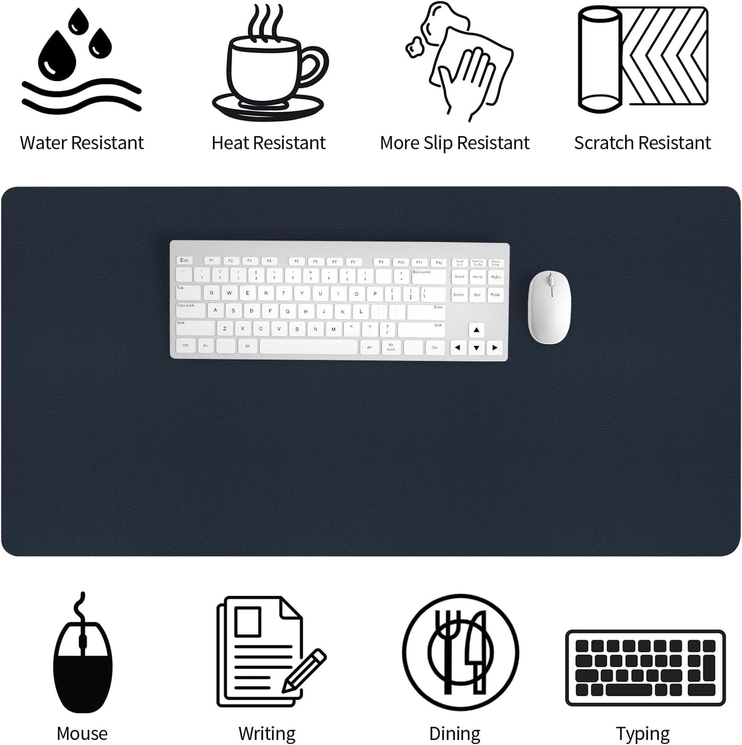 Bloss Leather Desk Pad and Keyboard Wrist Rest, Large Mouse Pad + Keyboard Pad+Mouse Wrist Support, Non-Slip Desk Mat Protector for Office, Home(31.5×15.7 Inches,Beige) - Colors A