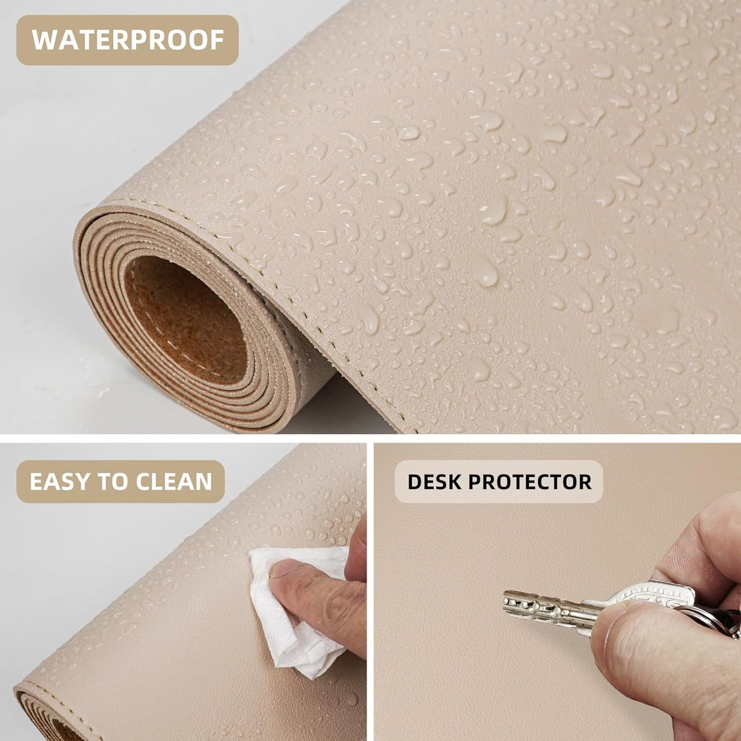 AFIING Large Desk Mat 47" x 17", Dual-Sided Natural Cork & PU Leather Desk Pad, Non-Slip Waterproof Mouse Pad for Office, Home & Gaming, Black