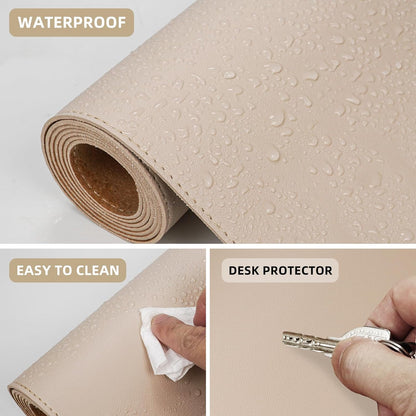 AFIING Large Desk Mat 47" x 17", Dual-Sided Natural Cork & PU Leather Desk Pad, Non-Slip Waterproof Mouse Pad for Office, Home & Gaming, Black