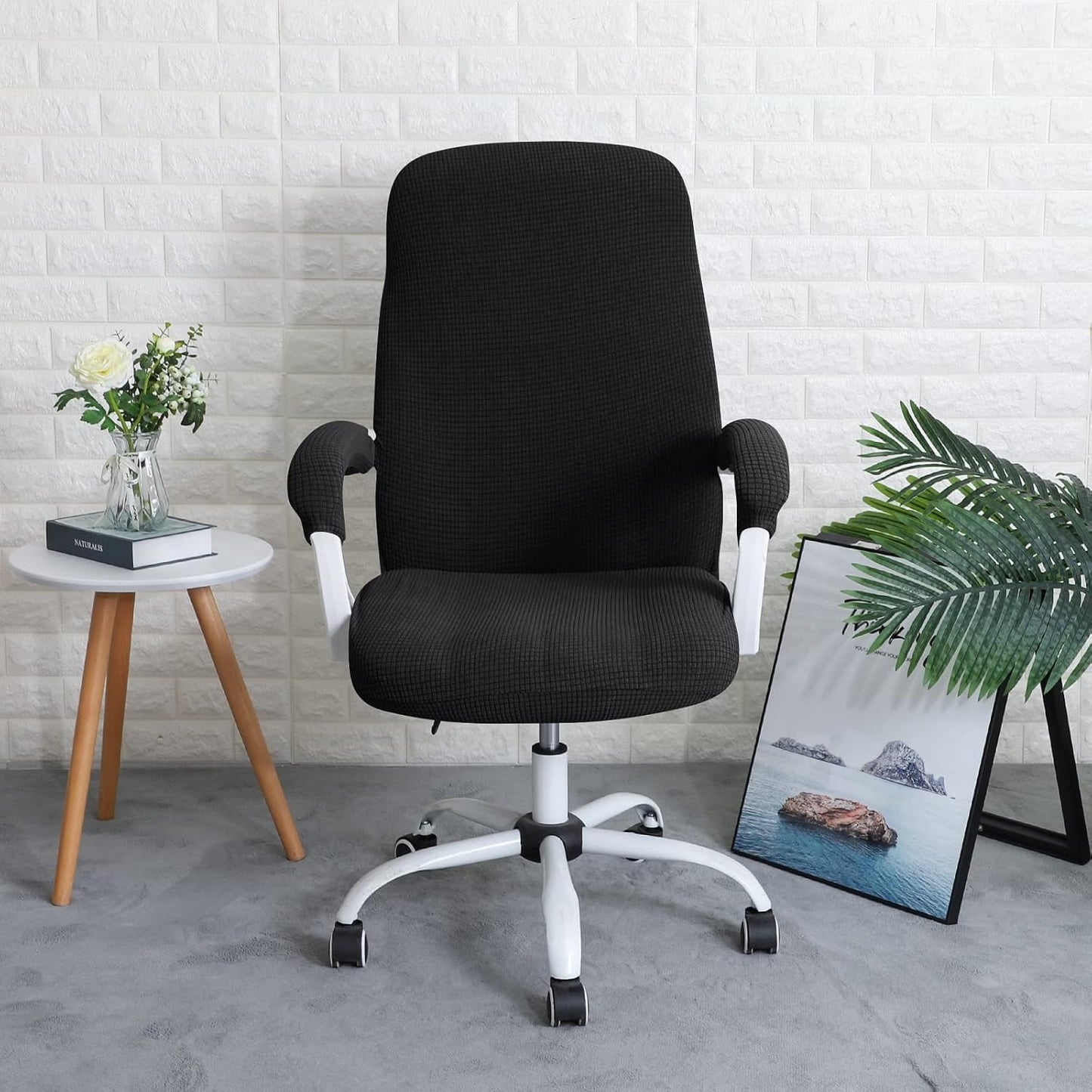 FORCHEER Office Chair Armrest Covers 12-15 Inch Velvet Elastic Black Arm Rest Covers for Desk Computer Chairs Washable