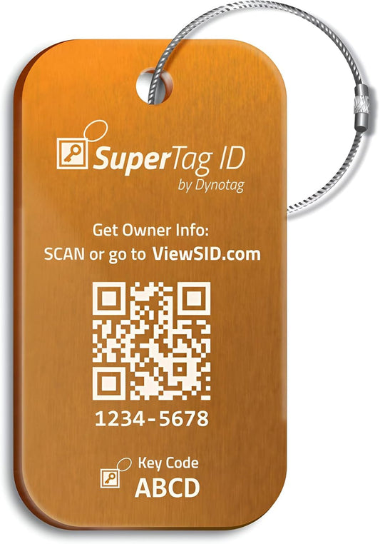 Dynotag® Sentry Series Solid Metal Web Enabled Smart Luggage Tag ID + Steel Loop, Anodized Aluminum with DynoIQ™ & Lifetime Recovery Service (Sapphire Blue)