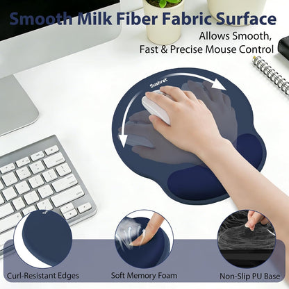 Sushret Mouse Pad and Keyboard Wrist Rest, 3-in-1 Gel Memory Foam Ergonomic Mouse Pad with Wrist Rest Set,Gaming Mousepad Arm Cushion Support for Computer Office Desk Accessories Cute Setup,Sage Green