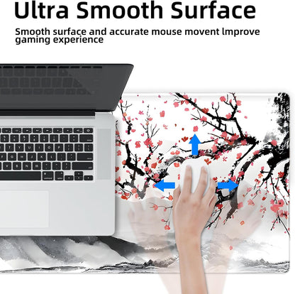 Galdas Mouse Pad For Gaming,Forest Background Pattern XXL XL Large Mouse Mat Long Extended MousePad Desk Mat Non-Slip Rubber Mice Pads Stitched Edges Thin (31.5 x 11.8 x 0.12 Inches) Tree