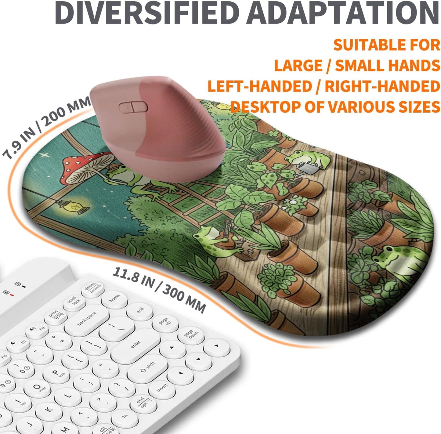 Ergonomic Joint Wrist Support Mouse Pad with Memory Foam Cushion Massage Bump, Carpal Tunnel Pain Relief Mousepad Slope Design for Wrist Rest, 11.8x7.9 in, Black