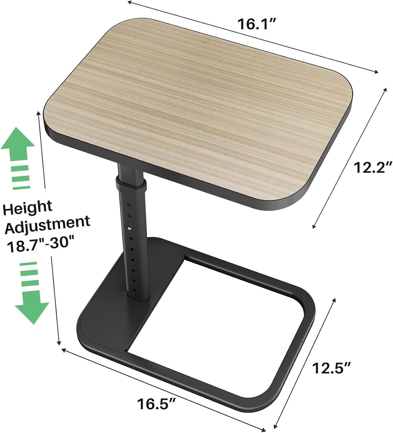 Kitstorack TV Tray Table, Adjustable Height & Flip-Top & Rounded Metal Corners, Snack Table for Couch, Sofa, Bed, Chair, Living Room, C Shaped End Side Table for Eating, Dinner or Laptop, Small Spaces