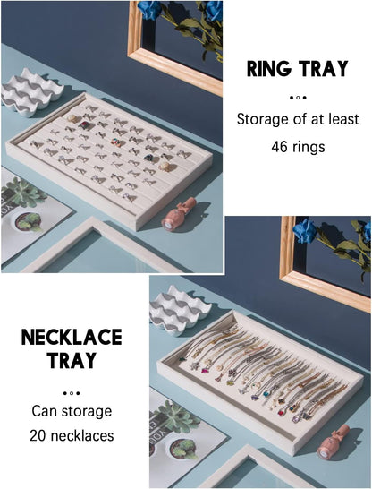 Coward Sunglass Organizer, Beige Velvet Glasses Trays - Eyeglasses Watches Jewelry Display - Men Women (8 Grids)