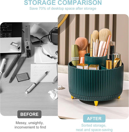 Cayxenful Pencil Holder For Desk,5 Slots 360°Degree Rotating Desk Organizers And Accessories,Desktop Storage Stationery Supplies Organizer, Cute Pencil Cup Pot For Office, School, Home (C-Blue)