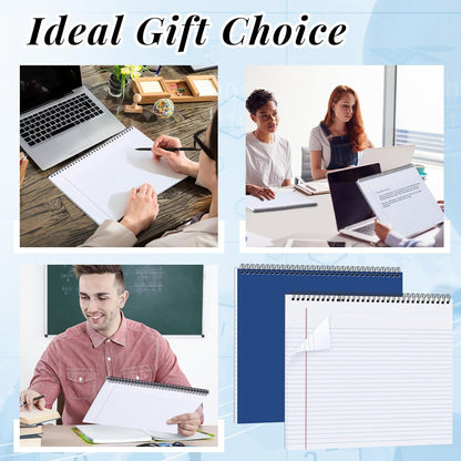 MotiMind 4 Pack Landscape Notebook Top Spiral Bound 11 x 9.5 Inch College Ruled Legal Pads Horizontal Notepad with Hole Punched Pages for Office School Meeting Project Notes Daily Use, White