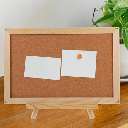 MAGICLULU Double-Sided Cork Bulletin Board with Wooden Frame Wooden Message Board with Easel Stand for Notes, Photos and Displays 11.81x7.87 Inch
