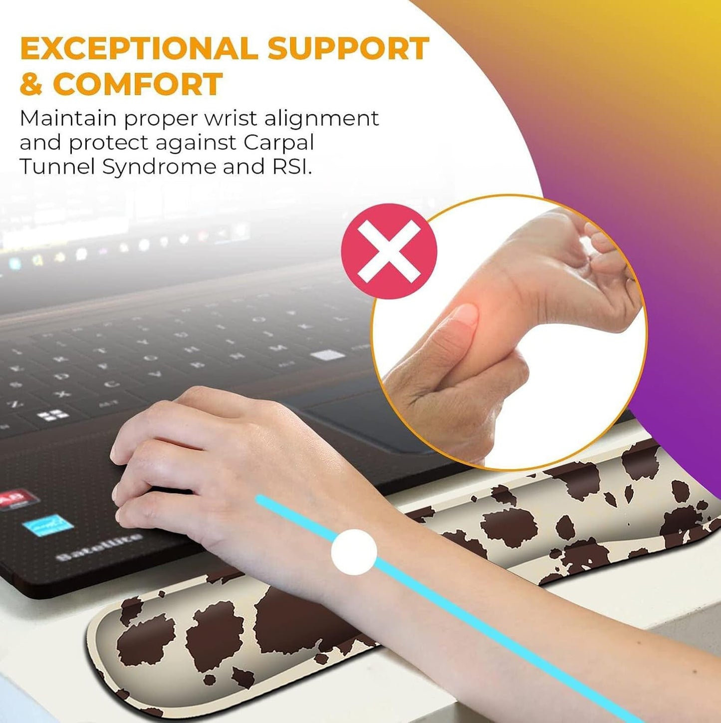 Mouse Pad with Wrist Support, Ergonomic Gel Mouse Pad Beautiful Flowers,Pink Hyacinths on Wood Panel，Non-Slip Durable, Memory Foam Keyboard Wrist Rest, Suitable for Office Typing Games