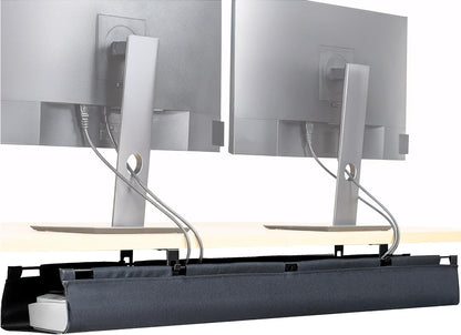 VIVO Screw-on Under Desk 16 inch Fabric Cable Management Tray, Wire Concealer, Power Strip Storage, Workspace Organization, Easy Fold Down Access, Black, DESK-AC16F-S
