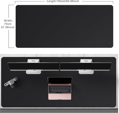 Mydours 40" x 20" Extra Large Desk Mat, PU Leather & Cork Desk Pad, Large XXL Desk Mouse Pad for Workstation, Office, Home, Computer Desk Mat with Keyboard & Mouse (Black)