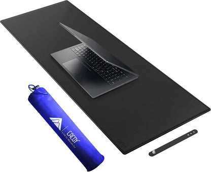 Cacoy 36" x 20" Leather Desk Mat for Home Office, Extra Large PU Leather Desk Pad Blotters, Waterproof Computer Keyboard Mat, Extended Gaming Mouse Pad, Desk Protector for Desktop and PC Laptop, Black