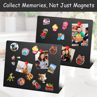 Geyoga 2 Pack Magnetic Bulletin Board with Stand, 16 x 12 Inch Black Magnet Display Board for Memo, Menu, Notes, Photos, for Kitchen Countertop, Office Desk, School