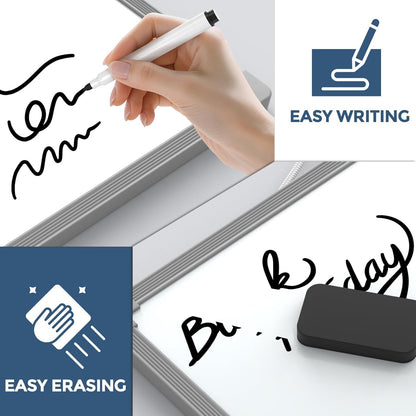 MaxGear Double-Sided Dry Erase Board for Wall, 16"x12" Hanging Whiteboard, Small Dry Erase White Board with 3 Markers and 4 Magnets, Portable Whiteboard for Planning, Drawing, Memo, to Do List