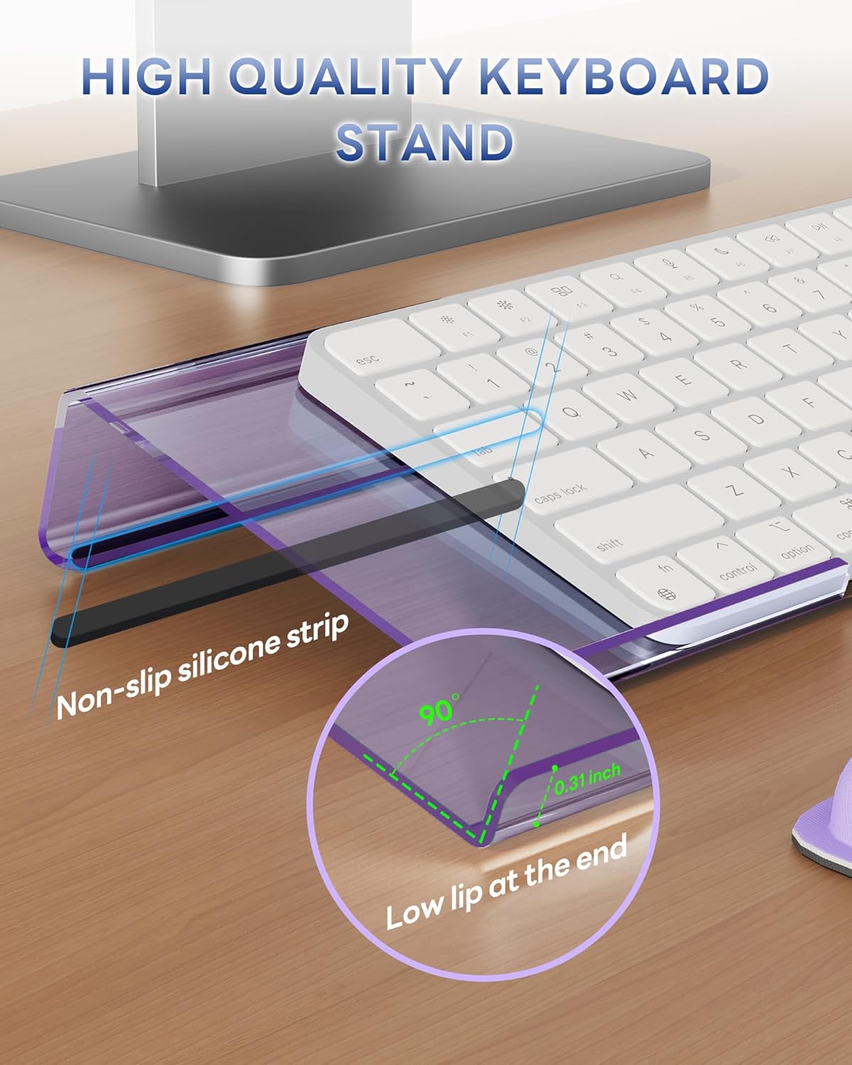 Laborio Computer Keyboard Stand for Desktop, Keyboard Riser Wrist Rest Holder for Easy Typing, Office Desk, Home, School Accessories(Coffee)