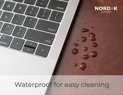 Nordik Leather Desk Mat Cable Organizer - Pebble Black 35 X 17 inch - Premium Mouse Mat - Felt Vegan Leather Desk Pad Protector - Desk Blotter Matt Keyboard - Large Desk Matt for Desktop Computer