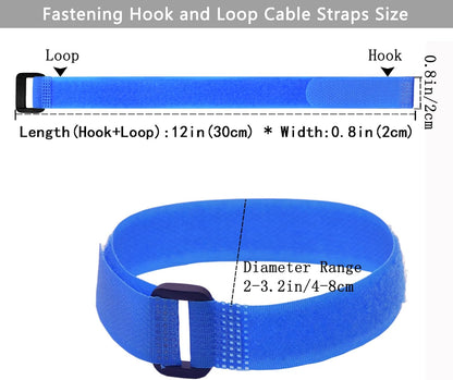 20 Pack (12 x 1 Inch) Reusable Fastening Cable Straps,Adjustable Multi-Purpose Hook and Loop Straps Nylon Cable Ties for Wire Cable Management Home Office Garage Outdoor Organization