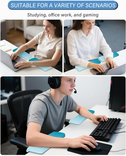 ITNRSIIET 2-Piece L Shaped Split-Design Desk Elbow Pad, Dual-Zone Support, Tri-Zone Relief for Elbow/Forearm/Wrist, Adaptive to All Desk Geometry, Non-Slip Laser-Engraved Base, Timeless Black