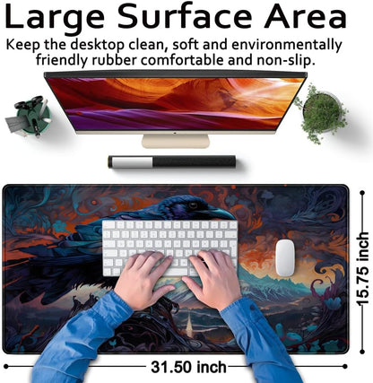 World Map Desk Mat Historical World Map Desk Pad Extra Large Computer Mouse Pad XL Black Topographic Mousepad Keyboard Pad for Desk Gaming Computer Laptop Office Non-Slip Desk Pad 31.5x11.8 in