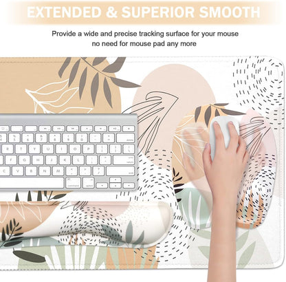 WB WEIRDBEAST Keyboard Wrist Rest Large Mouse Pad Wrist Support for Computer, 4 in 1 Memory Foam Keyboard Pad Desk Mat Ergonomic Hand Rest Wrist Cushion for Home Office Gaming-Pink