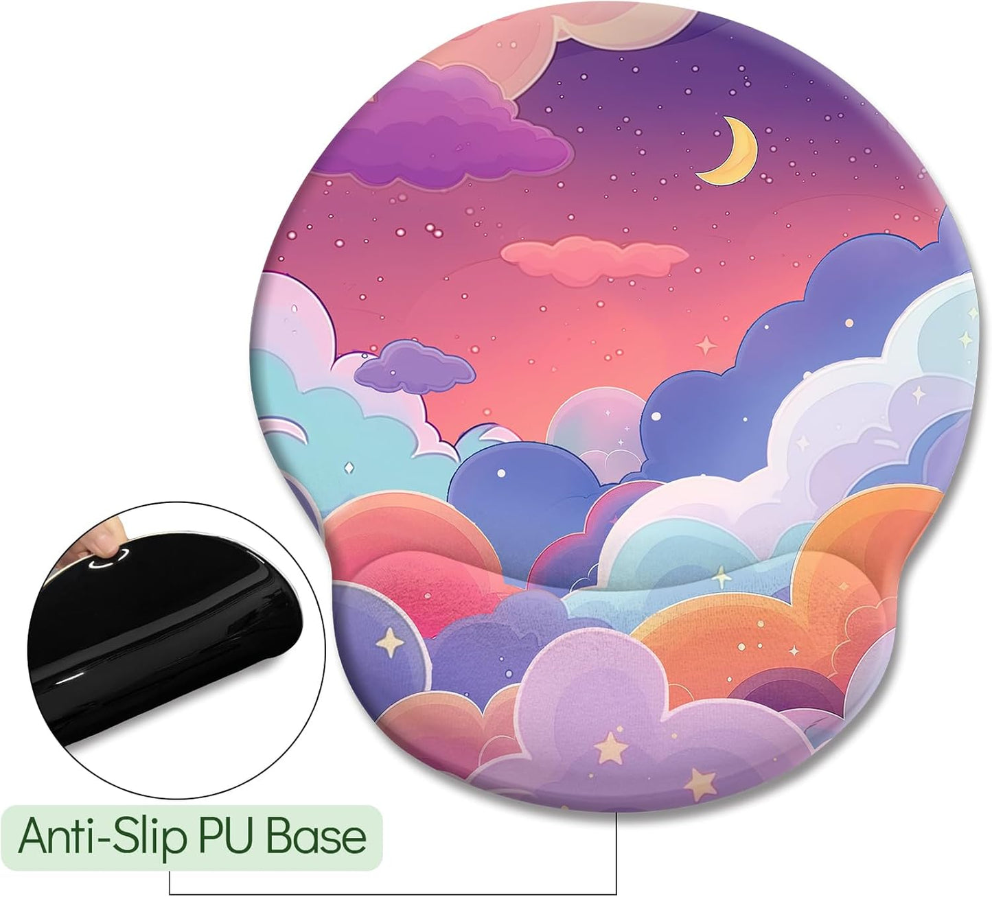 LIMKRIAN Cat Ergonomic Mouse Pad with Wrist Rest, Gaming Mouse Pad with Wrist Support, Funny Mouse Pads for Desk, Computer Mousepad with Non-Slip Pain Relief PU Base, Cute Office Desk Accessories