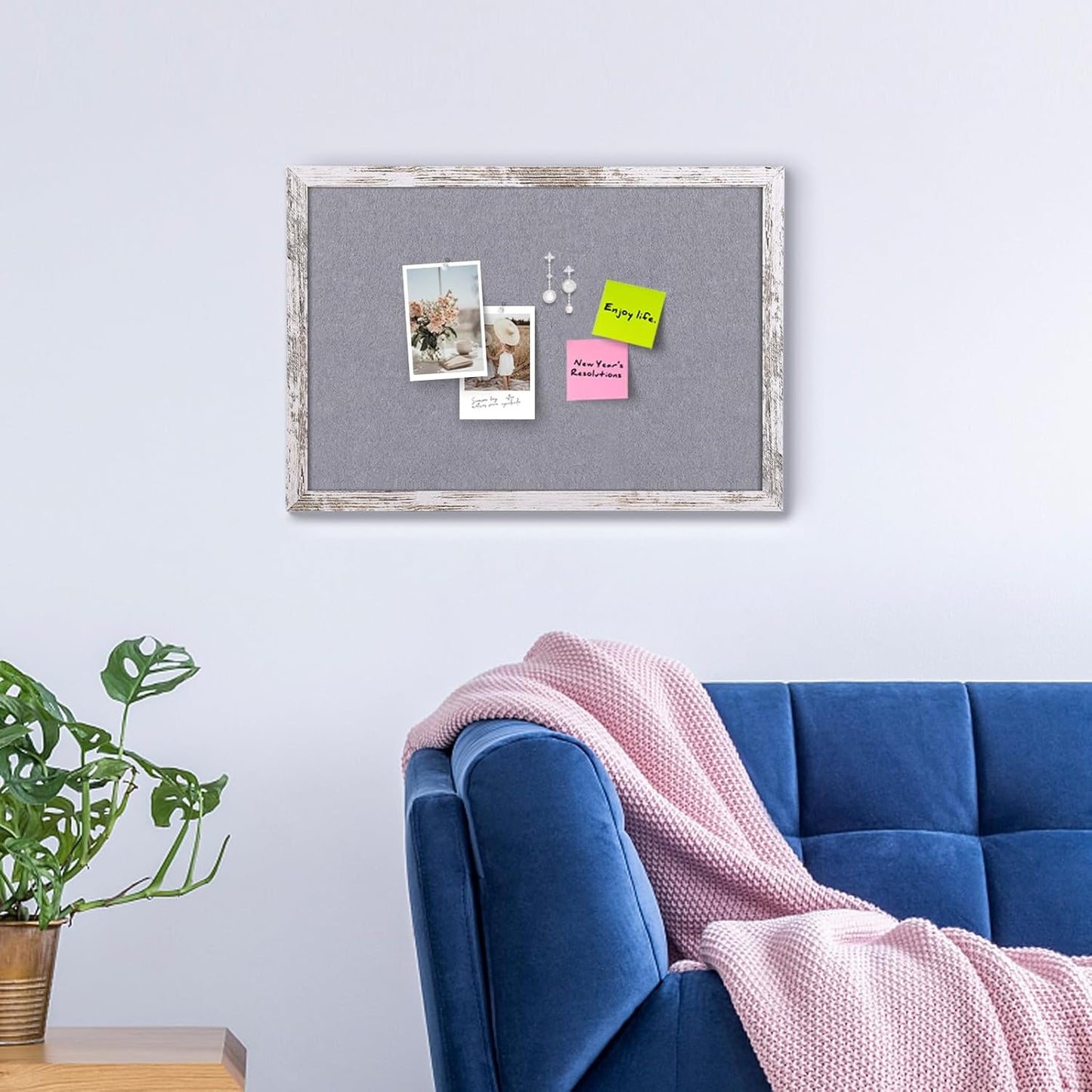 Cork Board Bulletin Board, 11.8x8.6 inches Mini Decorative Hanging Framed Cork Boards for Walls, Pin Board Vision Board for School Home Office, Bulletin Board with Wooden Frame(2230,WH,1p)