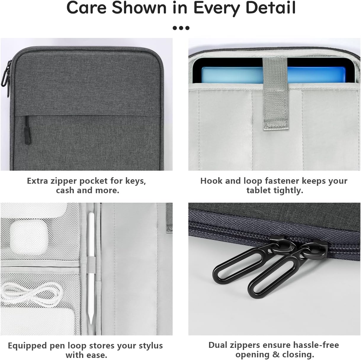 Dadanism 9-11 Inch Tablet Sleeve Padded Carrying Case for iPad (A16) 11th Gen 11", iPad 10th Gen 10.9", iPad Air M4/Pro M5 11", iPad Air 5/4, iPad 9/8/7th Gen, Galaxy Tab A11+ Plus 11", Blue