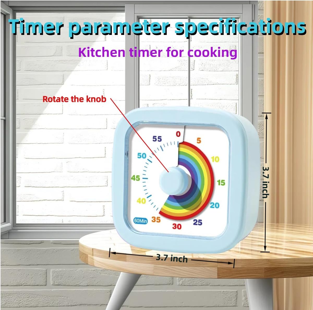Kids Visual Timer Cute Rainbow - 60 Minute Countdown Timer Time Management for Kids and Adults, Timer for Cooking Classroom Meeting (Purple)