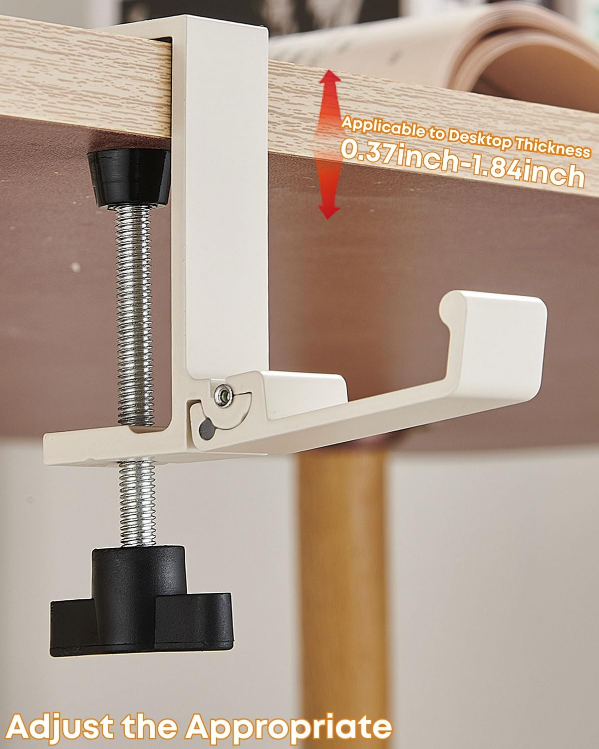 JAKO Headphone Stand for Desk, Aluminum Alloy Foldable Headphone Holder - Headset Stand Hook Mount, PC Gaming Headset Holder Under Desk Clamp for Office, Computer, Student Class Table, Handmade Table