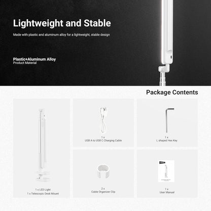 NEEWER Entry Level Version 32" LED Light with Clamp for Desk Home Office Dorm Designer Drafting, 20W Dual Computer Monitor Architect Lamp Bar, Flexible Overhead 2200lux/Remote/5 Modes CRI80+, N21