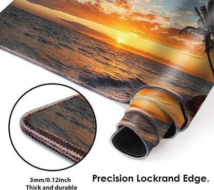 Galdas Mouse Pad For Gaming,Forest Background Pattern XXL XL Large Mouse Mat Long Extended MousePad Desk Mat Non-Slip Rubber Mice Pads Stitched Edges Thin (31.5 x 11.8 x 0.12 Inches) Tree