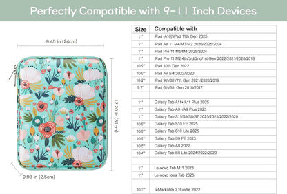 Dadanism 9-11" Tablet Sleeve Bag Carrying Case for iPad (A16) 11th Gen 11", iPad 10th Gen 10.9" Air 5/4, iPad Air M4/Pro 11", iPad 9/8/7th, Galaxy Tab A11+ Plus 11", Remarkable 2 10.3", Black