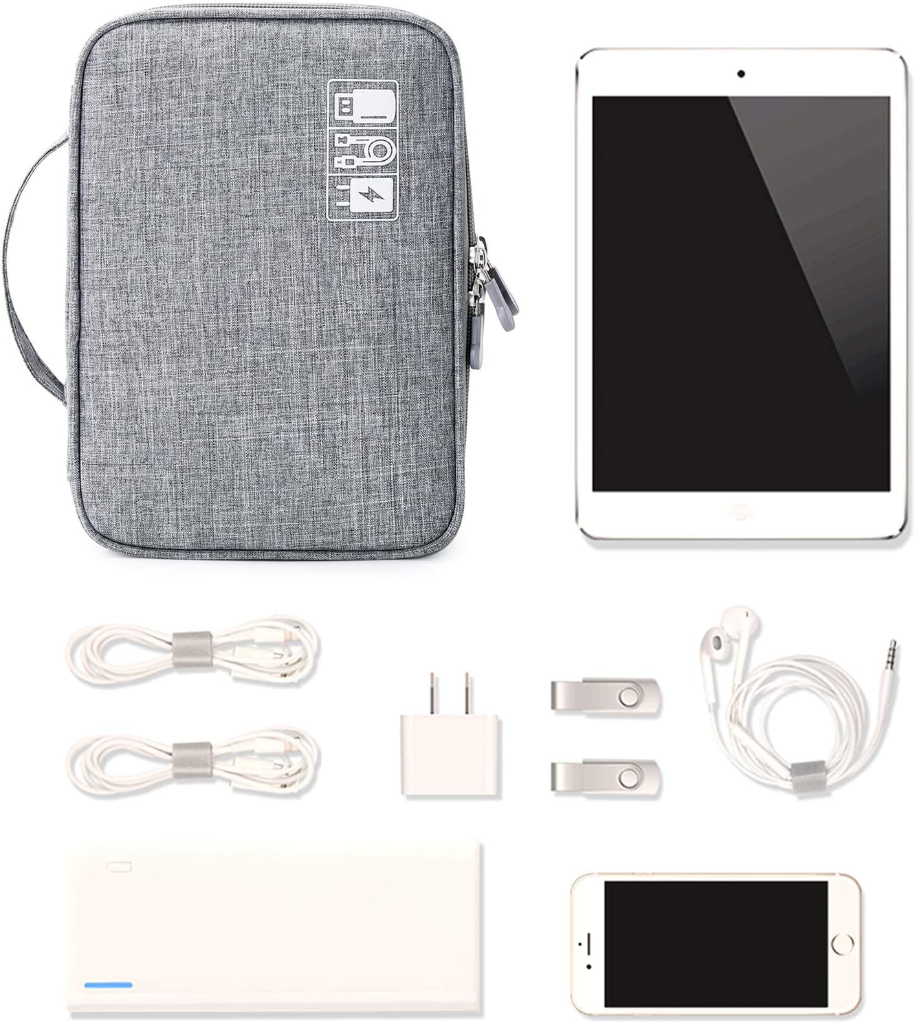 Lanola Travel Cable Organizer Bag, Electronic Accessories Case Portable Double Layer Cable Storage Bag for Cord,phone,Charger, Flash Drive, Phone, SD Card,Personal Items - (Purple)
