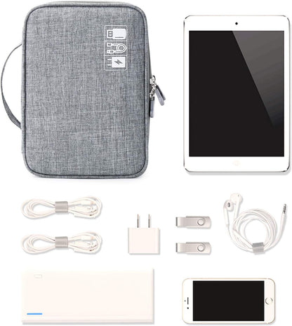 Lanola Travel Cable Organizer Bag, Electronic Accessories Case Portable Double Layer Cable Storage Bag for Cord,phone,Charger, Flash Drive, Phone, SD Card,Personal Items - (Purple)