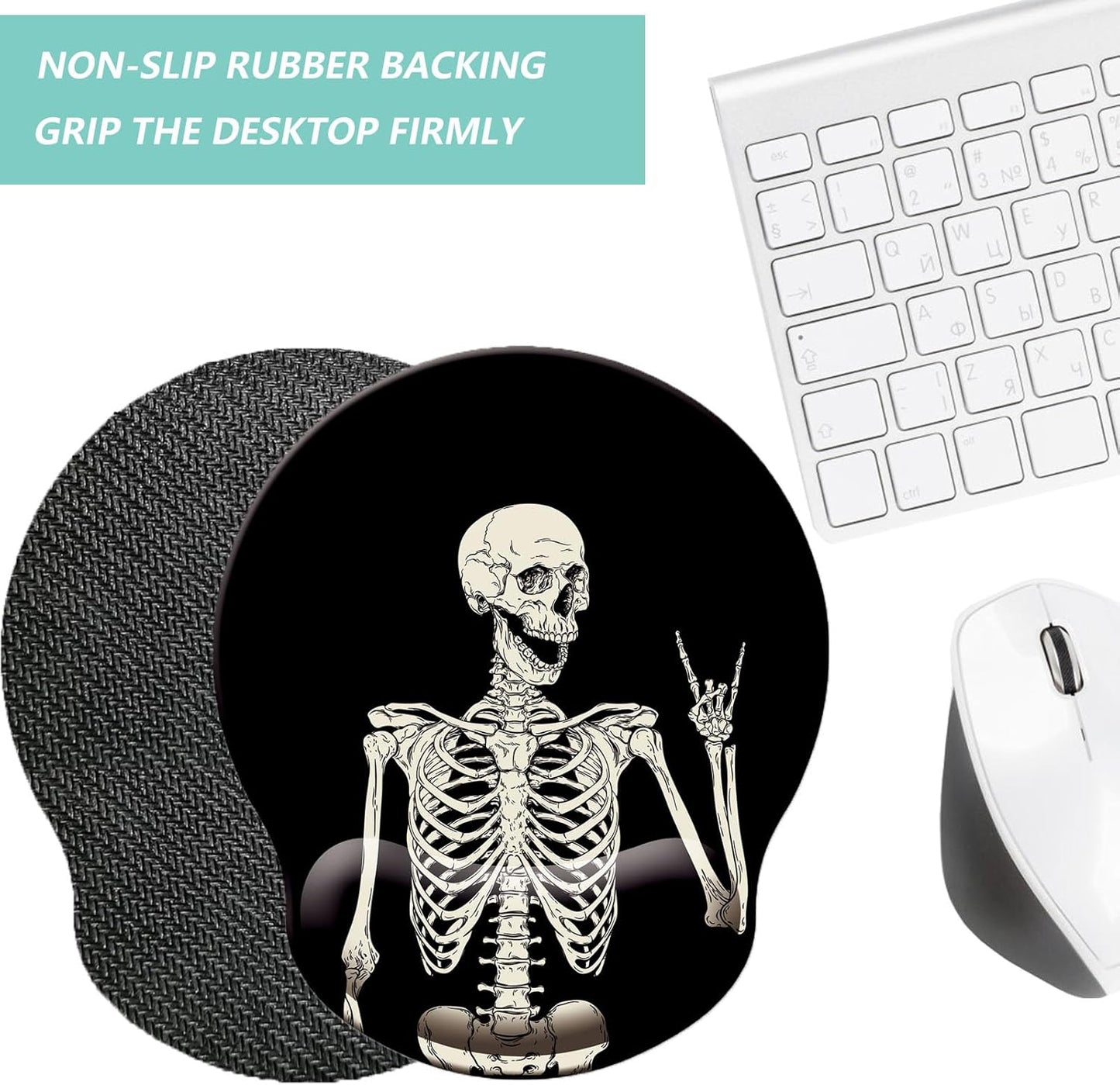 Mouse Pad with Wrist Support, Ergonomic Mouse Pad with Memory Foam Wrist Rest Cushion, Non-Slip Rubber Base Gaming Mice Pad for Home Office Computer Laptop, Flowers Grass