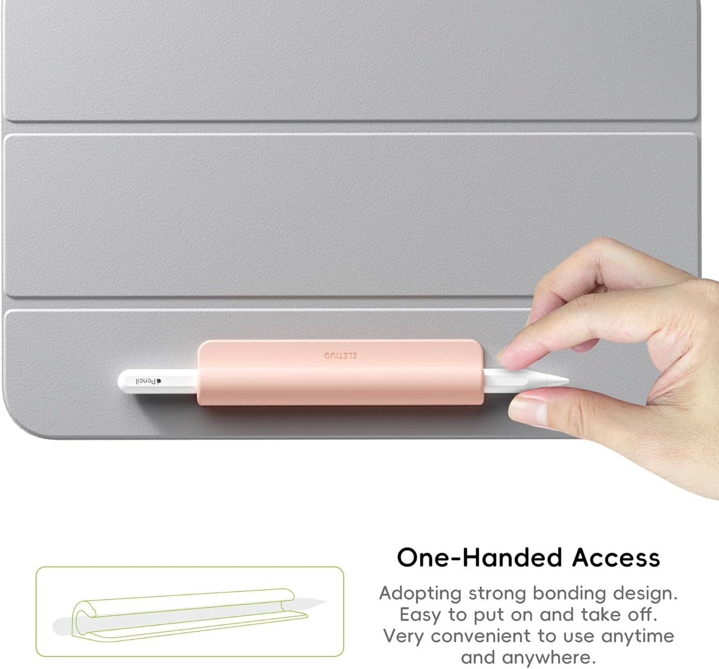 ELETIUO Silicone Pencil Holder Sleeve,Compatible with Apple Pencil (USB-C),Apple Pencil 1st/ 2nd Generation,Strong Adhesive Sticky Attached to iPad Case for Stylus Pens,Black