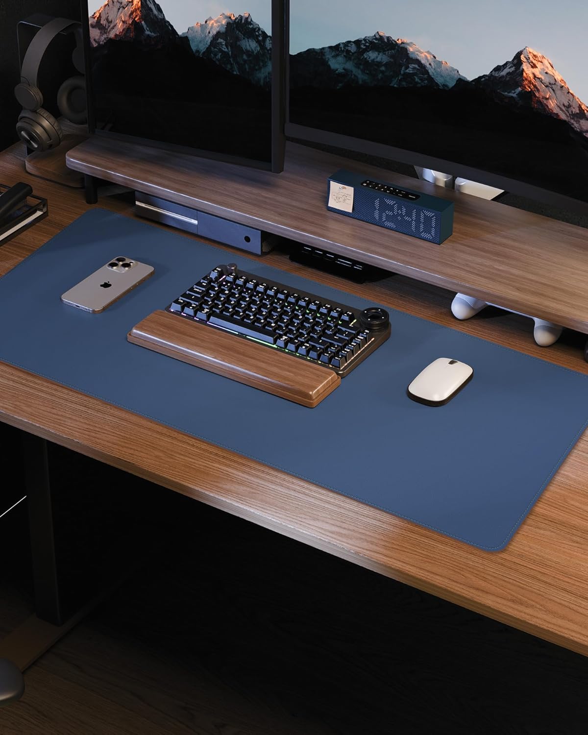 AFIING Desk Pad Protector 23.6" x 13.7" - Non-Slip Waterproof PU Leather Desk Mat for Mouse, Keyboard, Laptop, Office and Home Workspace (Beige)