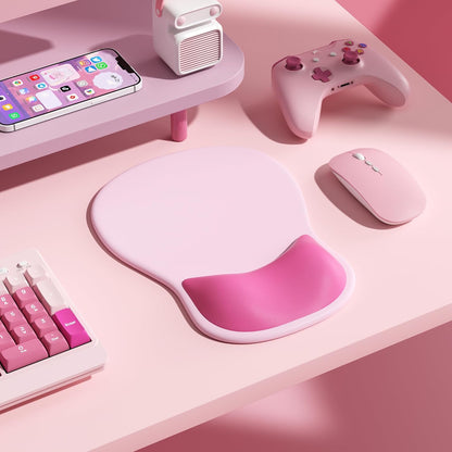 Ergonomic Mouse Pad with Wrist Rest,Cute Gel Mousepad Wrist Support - Small Mini Portable for Travel Mouse Pads for Desk Laptop,Computer,Office & Home Decor (Pink&Light Pink)