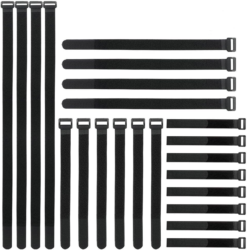 YiwerDer Reusable Fastening Cable Straps and Cable Ties Set 20 Pack(8"-12"-18"), Adjustable Multi-Purpose Hook and Loop Cord Ties to Keep Cords Organized and Tidy
