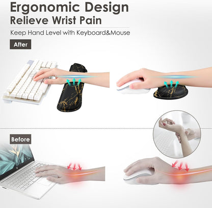 Gimars Upgrade Enlarge Silky and Superfine Fabric Gel Memory Foam Keyboard Wrist Rest Set, Ergonomic Keyboard Mouse Wrist Support for Typing Pain Relief, Comfort for Office, Gaming, Computer, Black