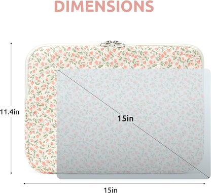 Puffy Laptop Sleeve 13 Inch Cute Quilted Laptop Protective Case Padded Floral Computer Sleeve for MacBook (A-Blue, 13 Inch)