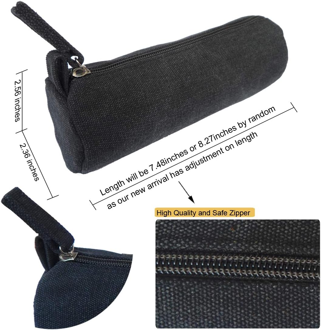 Heavy Canvas Stationery Portable Compact Simple Zipper Pencil Case and Durable Small Medicine Bag 1 Pack Khaki