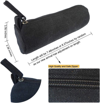 Heavy Canvas Stationery Portable Compact Simple Zipper Pencil Case and Durable Small Medicine Bag 1 Pack Khaki
