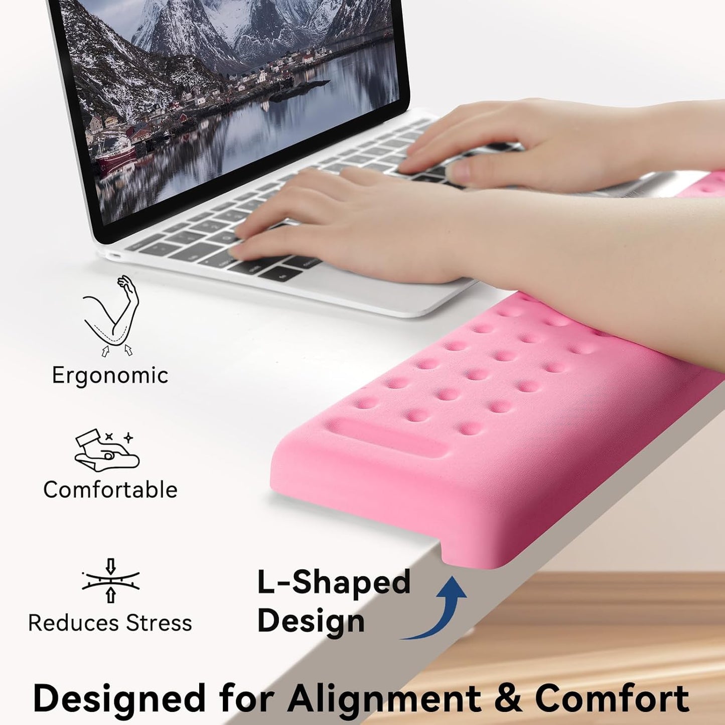 Sushret L-Shaped Desk Elbow Pad for Desk, 2-Pack Memory Foam Elbow Rest for Desk Edge Cushion, Non-Slip Ergonomic Arm Rest for Wrist, Palm & Forearm Support, Office Home, Separate Design, Black