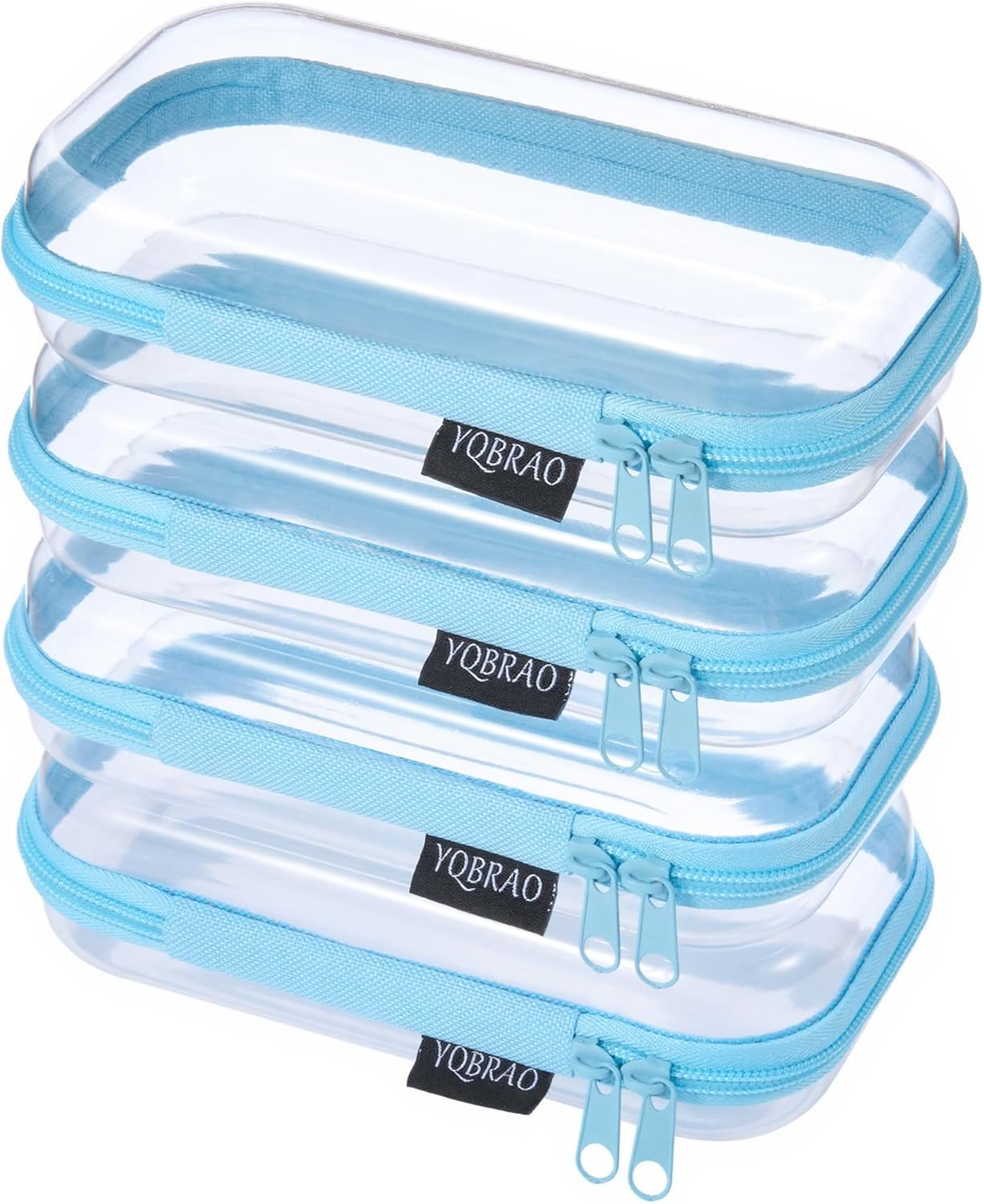 YQBRAO 6 Pack Clear Hard Shell Zipper Case, 1.2mm Heavy Duty Crush-Proof Diaper Bag Organizer Pouches, TSA Approved Travel Makeup Bag for Toiletries & Electronics, (2L, 2M, 2S) Multi-Size Storage Set