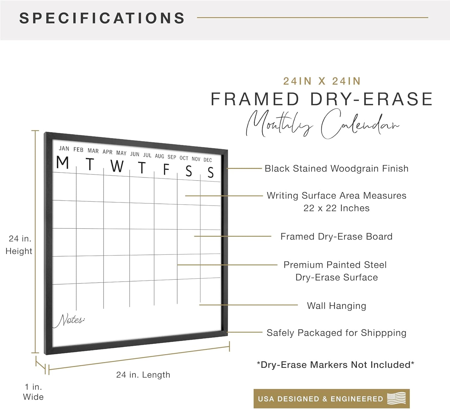 MCS Dry Erase Weekly Planner 11x24 Walnut Framed Calander Whiteboard for Wall, Plan Your Week with Family Weekly Planner for Dinners, Sports, Events & More